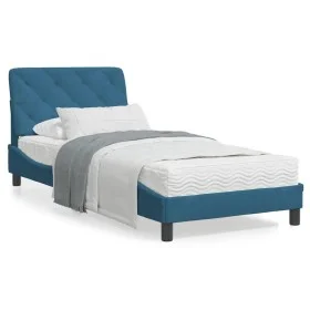 Bed frame with blue velvet headboard 90x200 cm by vidaXL, Beds and slatted bases - Ref: Foro24-3207903, Price: 145,85 €, Disc...