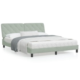 Light gray velvet bed frame with headboard 160x200cm by vidaXL, Beds and slatted bases - Ref: Foro24-3207929, Price: 235,03 €...