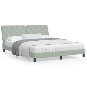 Light gray velvet bed frame with headboard 160x200cm by vidaXL, Beds and slatted bases - Ref: Foro24-3207929, Price: 231,40 €...