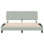 Light gray velvet bed frame with headboard 160x200cm by vidaXL, Beds and slatted bases - Ref: Foro24-3207929, Price: 230,66 €...