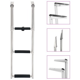 Folding boarding ladder 3 steps stainless steel by vidaXL, Boat scales - Ref: Foro24-92374, Price: 67,49 €, Discount: %