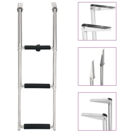 Folding boarding ladder 3 steps stainless steel by vidaXL, Boat scales - Ref: Foro24-92374, Price: 66,48 €, Discount: %