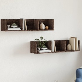 Wandmöbel, 2 Einheiten, Eichenbraun, Holzwerkstoff von vidaXL, Regale und Regale - Ref: Foro24-840442, Preis: 34,52 €, Rabatt: %