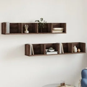 Wandmöbel 2 Stück Eichenholz braun 99x18x16,5 cm von vidaXL, Regale und Regale - Ref: Foro24-840456, Preis: 44,27 €, Rabatt: %