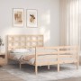 Double bed frame with solid wood headboard by vidaXL, Beds and slatted bases - Ref: Foro24-3193956, Price: 117,83 €, Discount: %