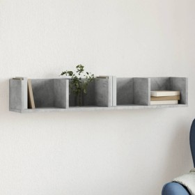 Mueble de pared madera ingeniería gris hormigón 99x18x16,5 cm