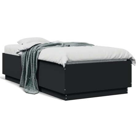 Estructura cama con luces LED madera ingeniería negro 90x190 cm de vidaXL, Camas y somieres - Ref: Foro24-3209661, Precio: 13...