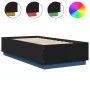 Bed frame with LED lights black engineered wood 90x190 cm by vidaXL, Beds and slatted bases - Ref: Foro24-3209661, Price: 133...
