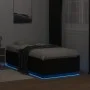 Bed frame with LED lights black engineered wood 90x190 cm by vidaXL, Beds and slatted bases - Ref: Foro24-3209661, Price: 133...