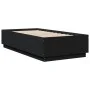 Bed frame with LED lights black engineered wood 90x190 cm by vidaXL, Beds and slatted bases - Ref: Foro24-3209661, Price: 133...