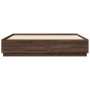 Oak brown engineered wood bed frame 200x200 cm by vidaXL, Beds and slatted bases - Ref: Foro24-3209680, Price: 169,52 €, Disc...