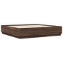 Oak brown engineered wood bed frame 200x200 cm by vidaXL, Beds and slatted bases - Ref: Foro24-3209680, Price: 169,52 €, Disc...