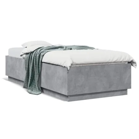 Concrete gray engineered wood bed frame 90x200cm by vidaXL, Beds and slatted bases - Ref: Foro24-3209726, Price: 114,42 €, Di...