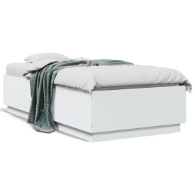 White engineered wood bed frame 90x190 cm by vidaXL, Beds and slatted bases - Ref: Foro24-3209751, Price: 114,21 €, Discount: %