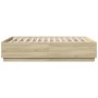 Sonoma oak engineered wood bed frame 135x190 cm by vidaXL, Beds and slatted bases - Ref: Foro24-3209739, Price: 144,60 €, Dis...