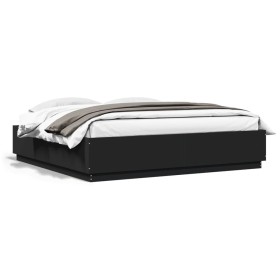 Estructura de cama madera de ingeniería negra 200x200 cm de vidaXL, Camas y somieres - Ref: Foro24-3209675, Precio: 170,60 €,...