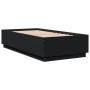 Bed frame with LED lights black engineered wood 75x190 cm by vidaXL, Beds and slatted bases - Ref: Foro24-3209668, Price: 129...
