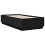 Bed frame with LED lights black engineered wood 75x190 cm by vidaXL, Beds and slatted bases - Ref: Foro24-3209668, Price: 127...