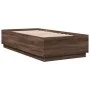 Brown oak engineered wood bed frame 75x190 cm by vidaXL, Beds and slatted bases - Ref: Foro24-3209764, Price: 109,17 €, Disco...
