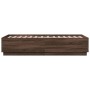 Brown oak engineered wood bed frame 75x190 cm by vidaXL, Beds and slatted bases - Ref: Foro24-3209764, Price: 110,52 €, Disco...