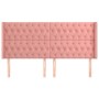 Cabecero con orejas de terciopelo rosa 203x16x118/128 cm