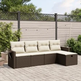 5-piece garden dining set and brown synthetic rattan cushions by vidaXL, Garden sets - Ref: Foro24-3263779, Price: 323,32 €, ...