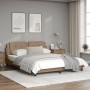 Bed frame with LED lights cappuccino PE leather 160x200 cm by vidaXL, Beds and slatted bases - Ref: Foro24-3214121, Price: 22...