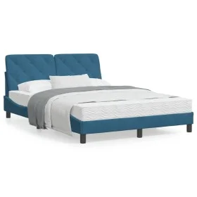 Bettrahmen mit blauem Samtkopfteil 120x200 cm von vidaXL, Betten und Lattenroste - Ref: Foro24-3207915, Preis: 220,97 €, Raba...