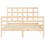 Double bed frame with solid wood headboard by vidaXL, Beds and slatted bases - Ref: Foro24-3193956, Price: 117,83 €, Discount: %