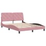 Estructura de cama con cabecero de terciopelo rosa 140x190 cm