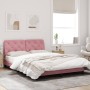 Estructura de cama con cabecero de terciopelo rosa 140x190 cm