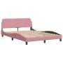 Estructura de cama con cabecero de terciopelo rosa 140x190 cm