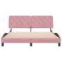 Estructura de cama con cabecero de terciopelo rosa 160x200 cm