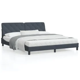 Bed frame with dark gray velvet headboard 180x200 cm by vidaXL, Beds and slatted bases - Ref: Foro24-3207936, Price: 263,88 €...