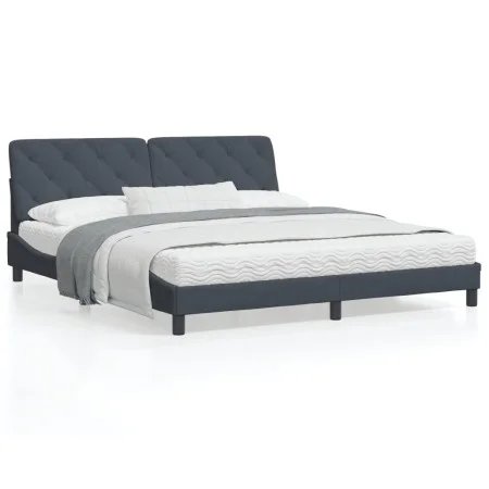 Bed frame with dark gray velvet headboard 180x200 cm by vidaXL, Beds and slatted bases - Ref: Foro24-3207936, Price: 263,88 €...