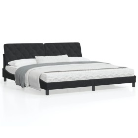Estructura de cama con cabecero de terciopelo negro 200x200 cm