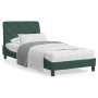 Estructura cama con luces LED terciopelo verde oscuro 90x200 cm