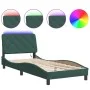 Estructura cama con luces LED terciopelo verde oscuro 90x200 cm de vidaXL, Camas y somieres - Ref: Foro24-3213834, Precio: 15...