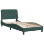 Estructura cama con luces LED terciopelo verde oscuro 90x200 cm