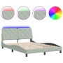 Light gray velvet bed frame with LED lights 140x200 cm by vidaXL, Beds and slatted bases - Ref: Foro24-3213855, Price: 196,18...