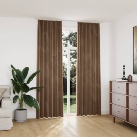 Cortinas opacas con ganchos 2 uds terciopelo beige 140x245 cm