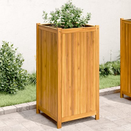 Jardinera con forro madera maciza de acacia 50x50x100 cm