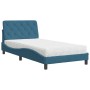 Cama con colchón terciopelo azul 100x200 cm