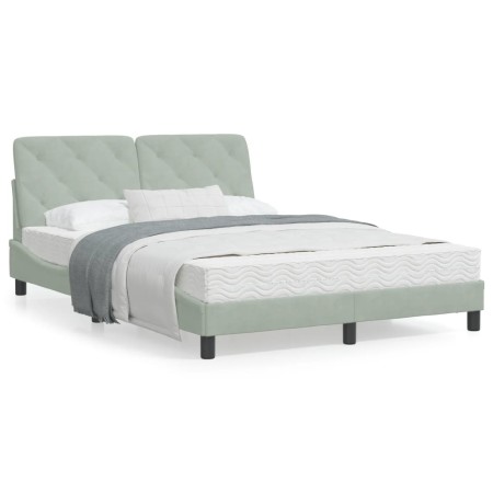 Cama con colchón terciopelo gris claro 120x200 cm de vidaXL, Camas y somieres - Ref: Foro24-3208646, Precio: 343,60 €, Descue...