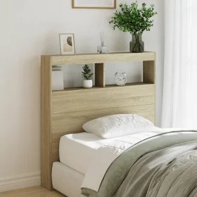 Bed headboard with LED Sonoma oak 100x17x102 cm by vidaXL, Headboards and footboards - Ref: Foro24-839184, Price: 63,50 €, Di...