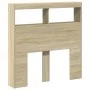 Bettkopfteil mit LED Sonoma-Eiche 100x17x102 cm von vidaXL, Kopf- und Fußteile - Ref: Foro24-839184, Preis: 63,50 €, Rabatt: %