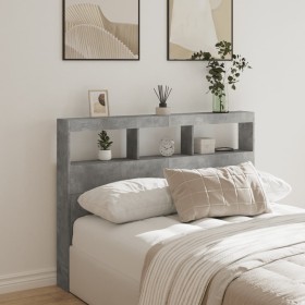 Concrete gray bed headboard with LED light 140x17x102 cm by vidaXL, Headboards and footboards - Ref: Foro24-839199, Price: 80...