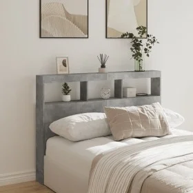Concrete gray bed headboard with LED light 140x17x102 cm by vidaXL, Headboards and footboards - Ref: Foro24-839199, Price: 79...