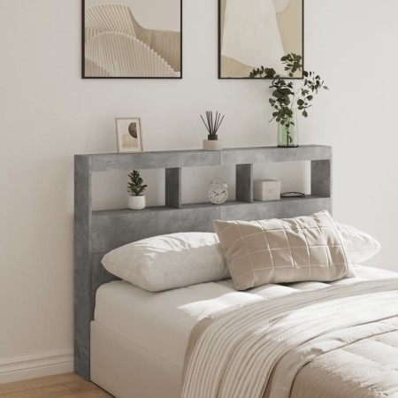 Concrete gray bed headboard with LED light 140x17x102 cm by vidaXL, Headboards and footboards - Ref: Foro24-839199, Price: 80...