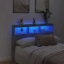 Concrete gray bed headboard with LED light 140x17x102 cm by vidaXL, Headboards and footboards - Ref: Foro24-839199, Price: 79...